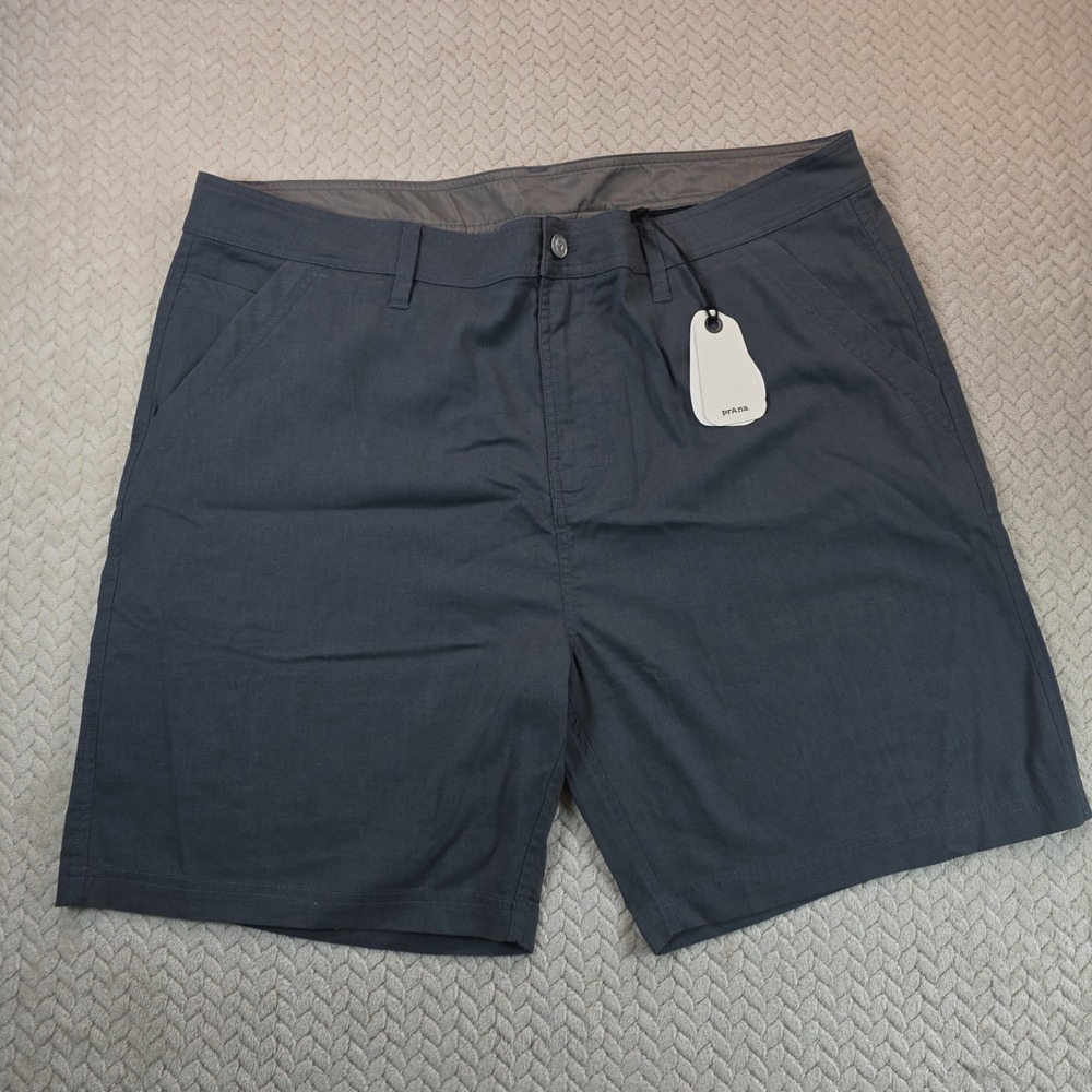 prAna Furrow Shorts Men Charcoal Grey Hemp Blend Standard Fit Stretch  Size 40